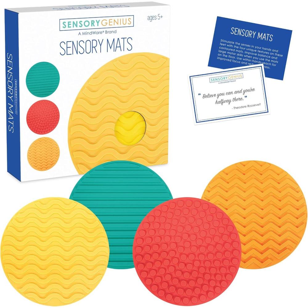 imageSensory Genius Sensory Mats for Children ampamp Adults  4 Large Tactile Sensory Mats  Sensory Room Must Haves Calming Corner Sensory Tiles Stress Toy  Also Great Sensory Floor Tiles