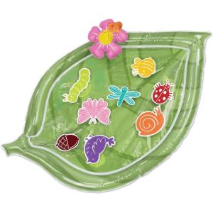 MindWare Sensory Sprouts Baby Water Mat, Inflatable Leaf-Shaped Tummy Time Play Mat with Floating Bugs for Sensory Play, Visual Tracking and Neck Strength Development for Babies 6 Months and Up