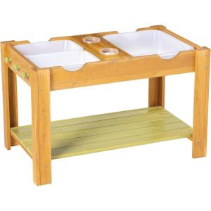 MindWare Sensory Sprouts Sensory Table, Sturdy Wooden Activity Table with 3 Sensory Bins, Cups and Hooks for Tactile Play, Indoor or Outdoor Use for Kids Ages 3+, Sensory Play Gift for Kids