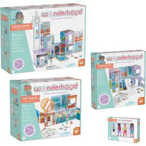 MindWare WONDERHOOD Village Set of 3- Dollhouse Building Sets and Character Figures