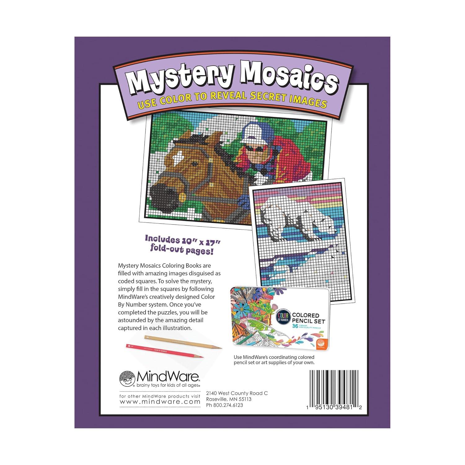 imageMindWare Color By Number Mystery Mosaics Coloring Book 19  Color by Number Book for Kids 6 and Up with 18 Perforated Pages of 18 Captivating Images Disguised as Numbered Squares