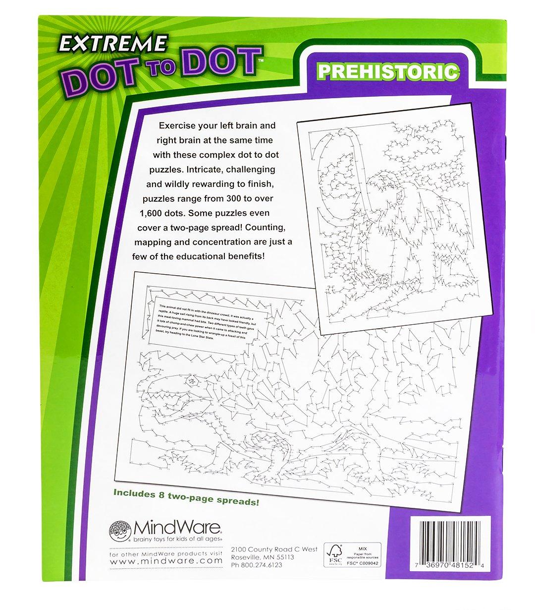 imageMindWare Extreme Dot to Dot Coloring Prehistoric ConnectTheDots Dinosaur Coloring Book for Kids and Adults 32 Puzzles Ages 8 and Up