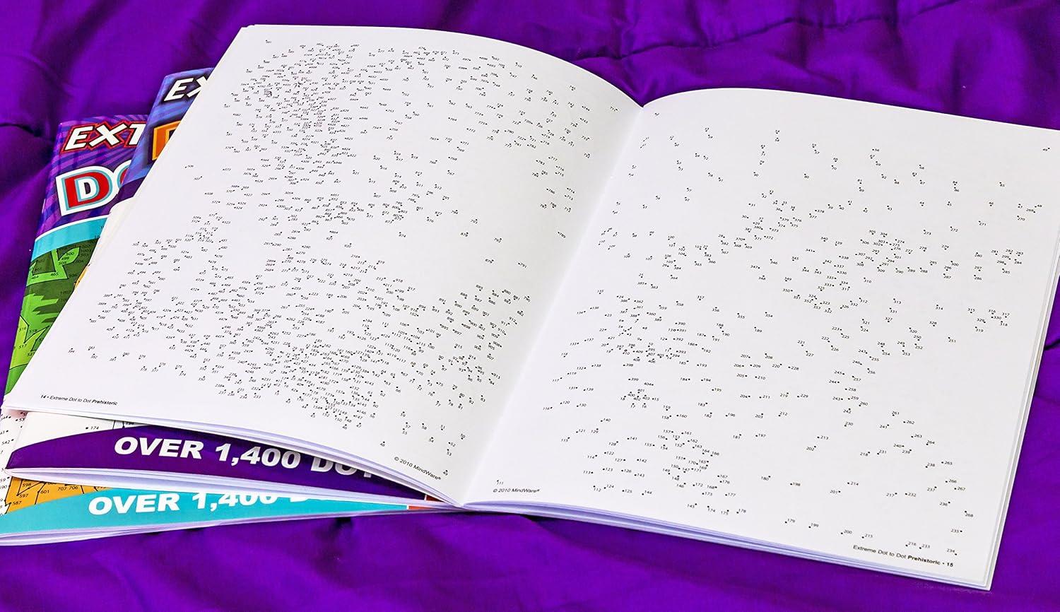 imageMindWare Extreme Dot to Dot Coloring Prehistoric ConnectTheDots Dinosaur Coloring Book for Kids and Adults 32 Puzzles Ages 8 and Up
