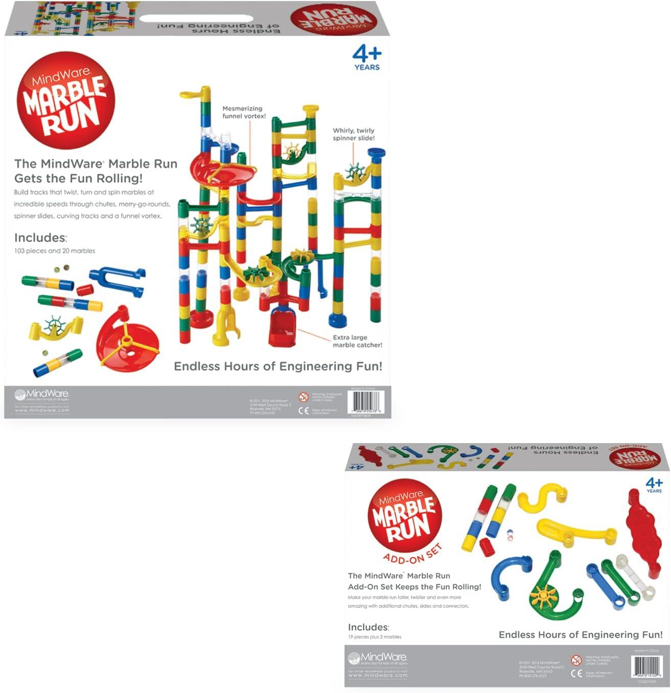 imageMindWare Marble Run and Addon Set 120 Piece Building Set for Kids Plus Over 20 Marbles