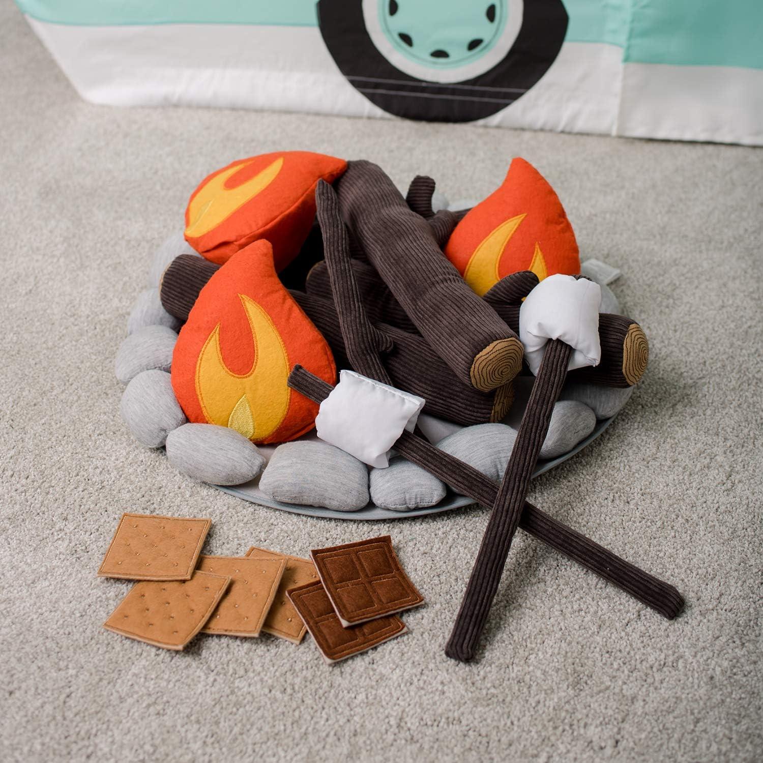 imageMindWare Oh So Fun Plush Campfire Set Pretend Camping Playset with Soft Fire Pit and SMores Accessories for Imaginative Indoor Play Kids Ages 3 Pretend Play Gift for Kids