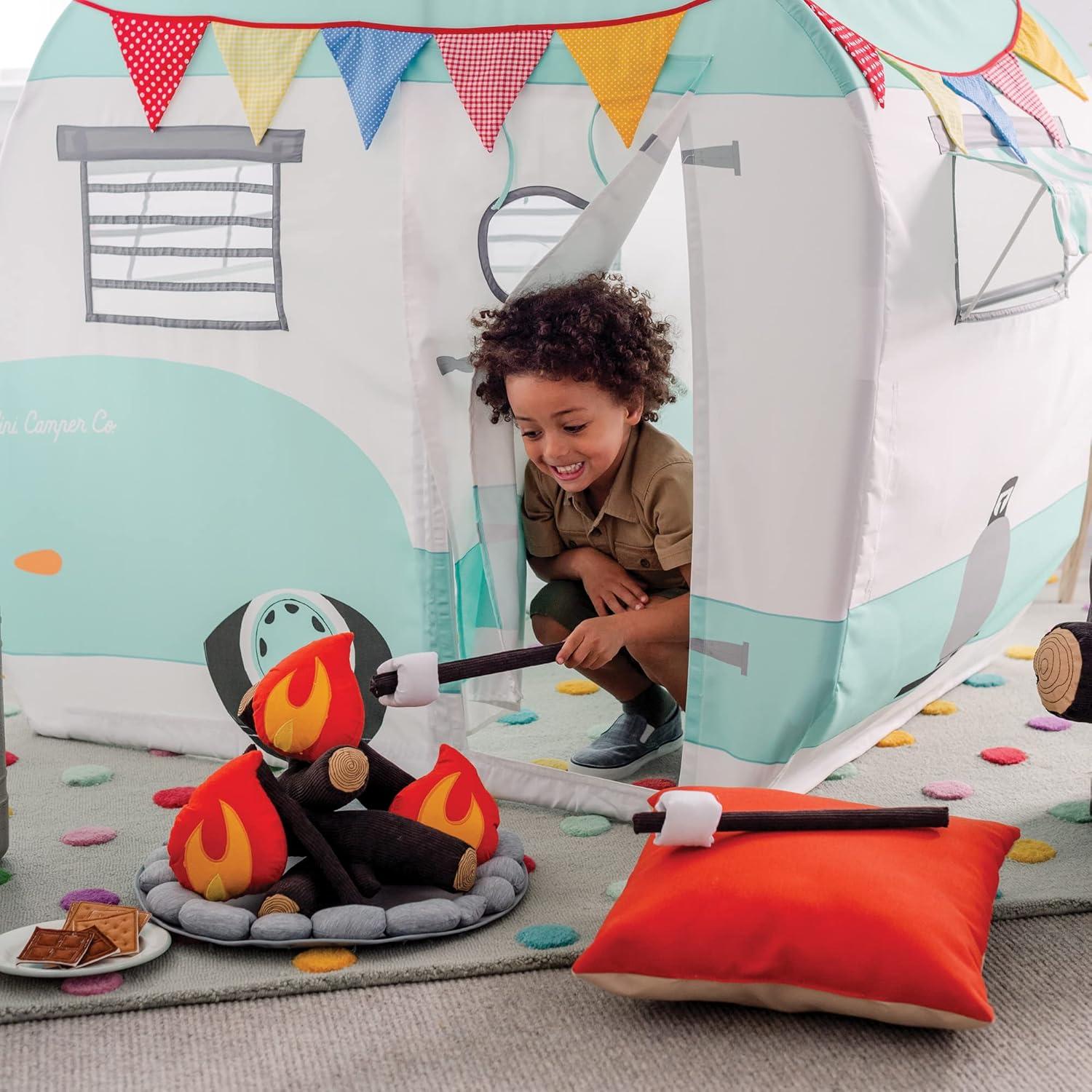 imageMindWare Oh So Fun Plush Campfire Set Pretend Camping Playset with Soft Fire Pit and SMores Accessories for Imaginative Indoor Play Kids Ages 3 Pretend Play Gift for Kids