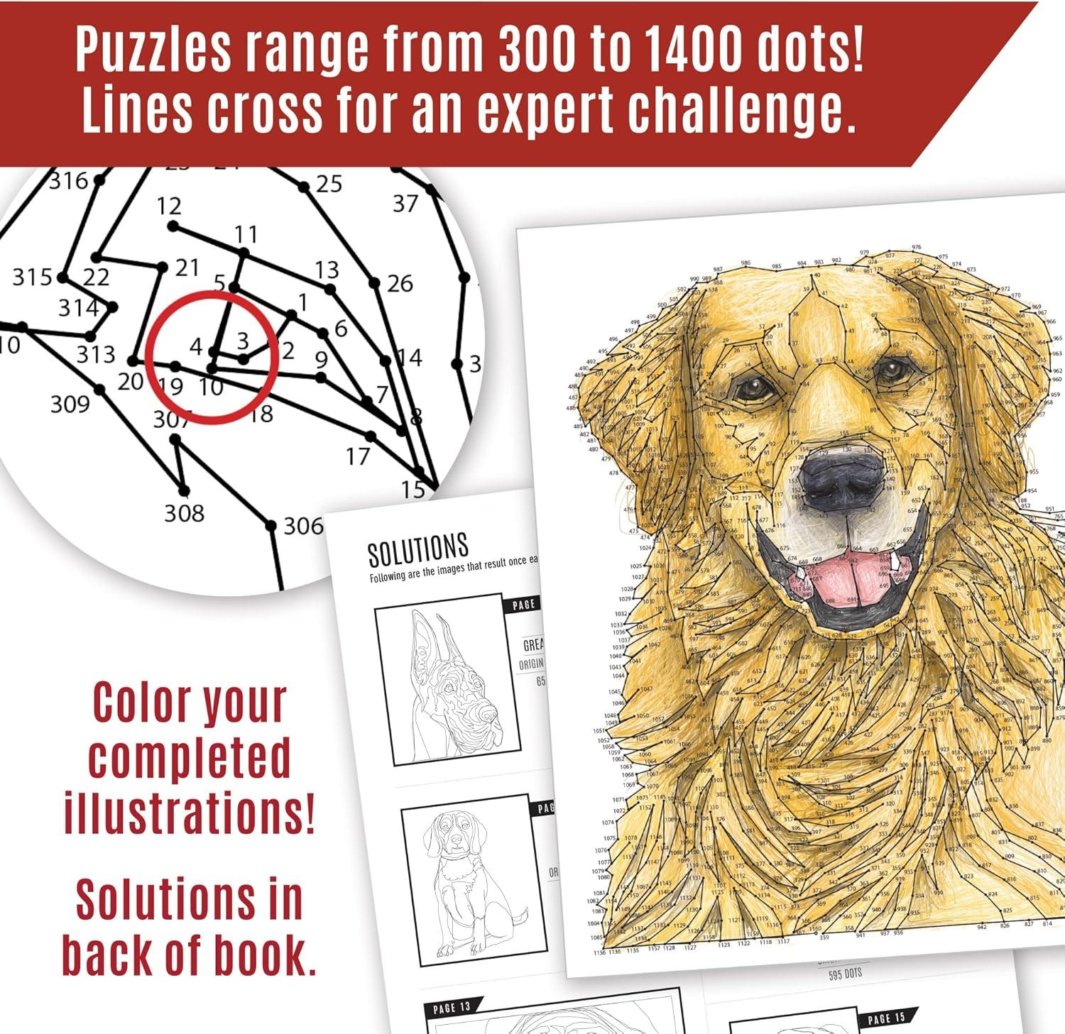 imageMindWare World of Dots Dogs ConnectTheDots Puzzle Coloring Book for Kids and Adults 32 DogThemed Designs Ages 8 and Up