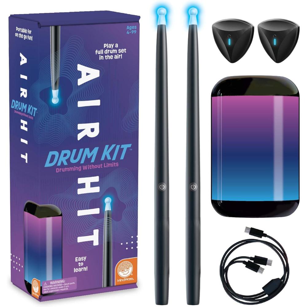 imageMindWare Air Hit Drum Kit with Bluetooth Air Drumsticks  Ages 4 and Up
