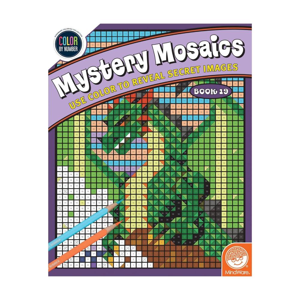 imageMindWare Color By Number Mystery Mosaics Coloring Book 19  Color by Number Book for Kids 6 and Up with 18 Perforated Pages of 18 Captivating Images Disguised as Numbered Squares