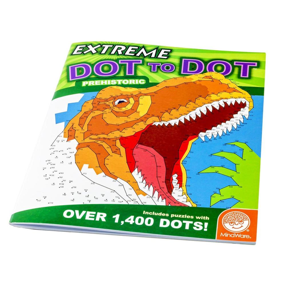 imageMindWare Extreme Dot to Dot Coloring Prehistoric  ConnectTheDots Dinosaur Coloring Book for Kids and Adults 32 Puzzles Ages 8 and Up