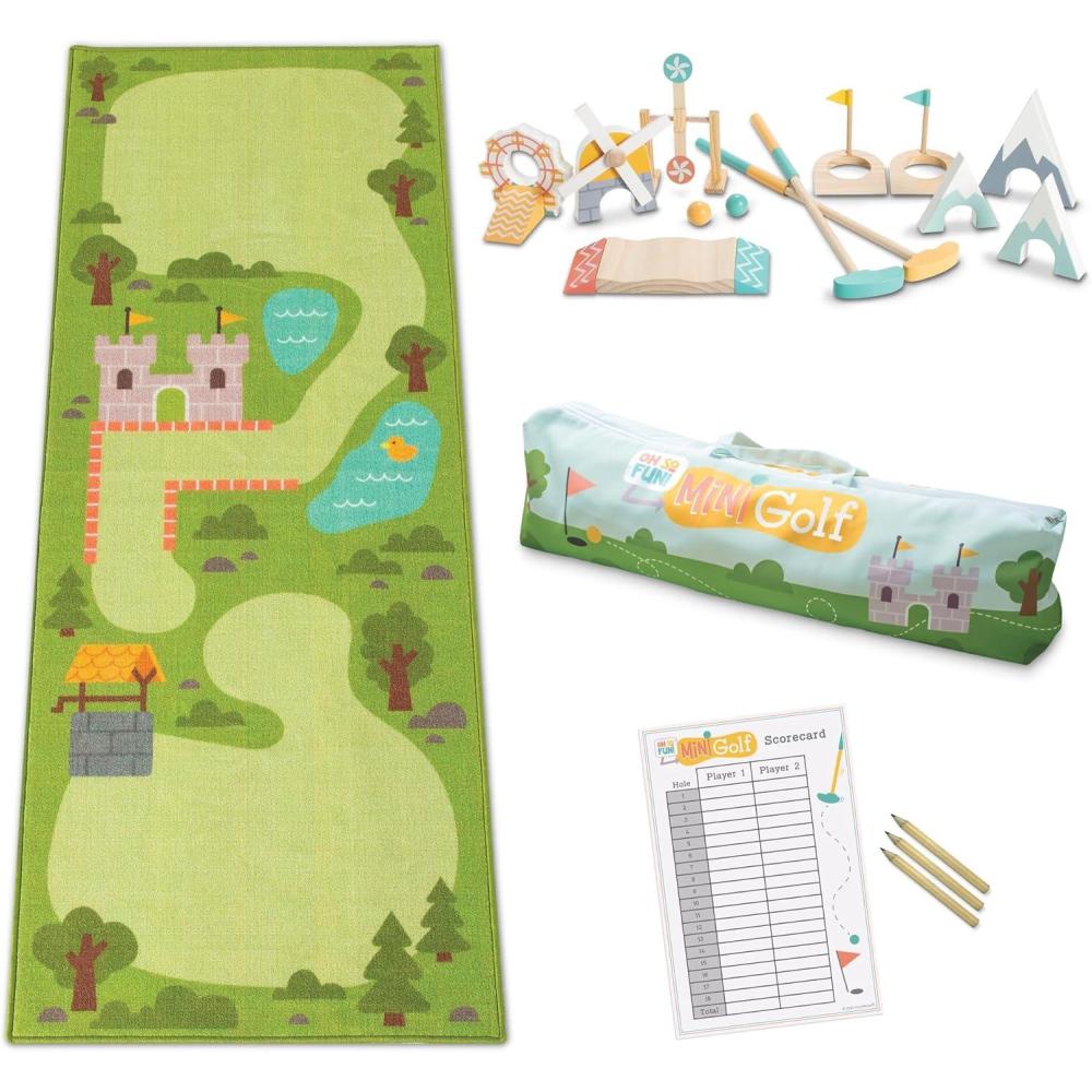 imageMindWare Oh So Fun Mini Golf Set  Indoor ampamp Outdoor Kids Golf Set with 7 Obstacles for EverChanging Golf for Kids Experience  Enhances HandEye Coordination and Critical Thinking  Ages 3 and Up
