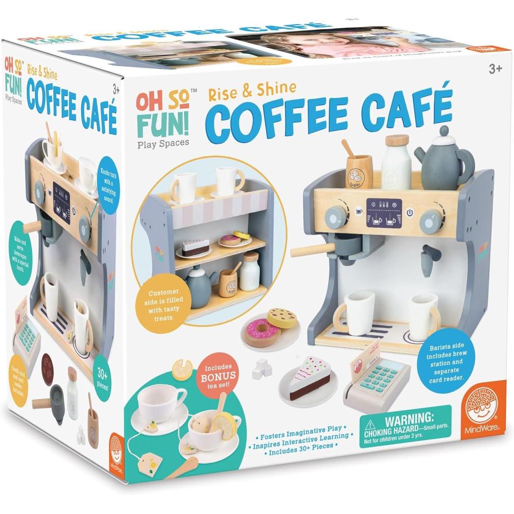 imageMindWare Oh So Fun Rise ampamp Shine Coffee Caf and Kids Tea Set for 3 Year Olds and Up