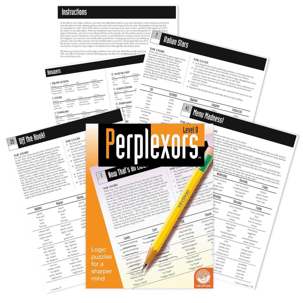 imageMindWare Perplexors Level D  Advanced Logic Puzzle Book for Kids and Adults Grades 7 and Up