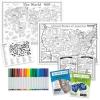 MindWare Color and Find Map Posters: The World and The United States of America – Large Coloring Posters for Kids Ages 6 & Up – Teach Geography, Landmarks and Cultures Around The World