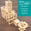 MindWare KEVA Contraptions, Wooden Blocks Building Set, Marble Run Kit, Includes 2 Balls – 200 Planks