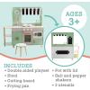 MindWare Play Kitchen Café – Unique 2-in-1 Playset Features Kitchen on One Side and Café on The Other – Pretend Play for Kids Ages 3 & Up – Includes Basic Kitchen Tools