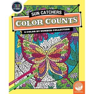 MindWare Color by Number Color Counts: Suncatchers – Coloring Book for Kids and Adults with 24 Perforated Pages, Printed on Artist Quality Paper