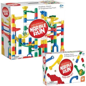 MindWare Marble Run and Add-on Set – 120+ Piece Building Set for Kids Plus Over 20 Marbles
