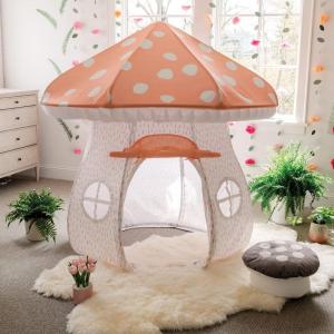 MindWare Mushroom Playhouse Tent – Kids Indoor Tent, Reading Corner, Kids Playroom or Classroom Furniture – Gnomes and Fairy Toddler Playhouse & Sleepover Tent – Over 5 Feet Tall – Ages 3+