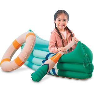 MindWare Oh So Fun Canoe Playset, Inflatable Pretend Camping Toy with Paddle, Life Preserver and Pump, Imaginative Indoor Role Play for Kids Ages 3+, Preschool Learning Toy
