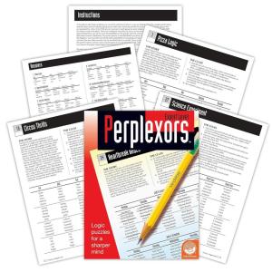 MindWare Perplexors Expert Level Logic Puzzle Book – Deductive Reasoning Puzzles for Kids and Adults, Grades 9-12, 46 Puzzles with Solutions