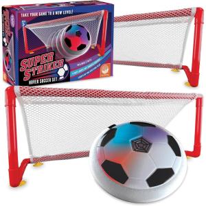 MindWare Super Striker Hover Soccer Ball Set – Indoor Soccer for Kids Ages 3 and Up – Flashing LED Lights – USB Charger – Includes 2 Sturdy Nets for 1 or 2-Player Indoor Games for Kids 8-12