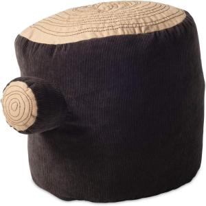 MindWare Tree Stump Stool Pouf for Kids Ages 3+, Soft Polyester Seating for Playrooms and Reading Areas, Lightweight Indoor Floor Seat, 14 x 14 x 19 Inches
