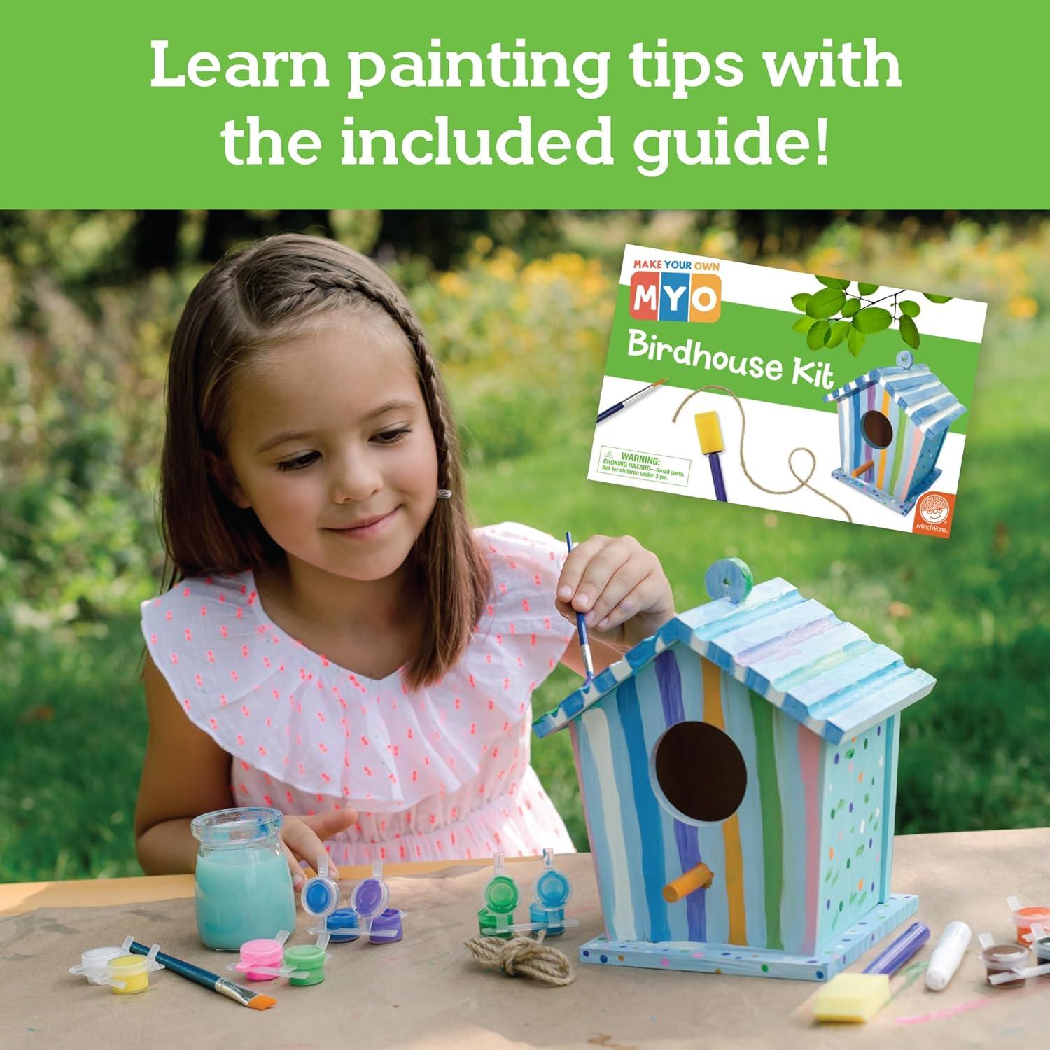 imageMindWare Make Your Own Birdhouse Kit Wood Art Kit for Kids Includes PreCut Wood Pieces and Art Supplies to Assemble and Paint Your Own Bird House Ages 5 and Up