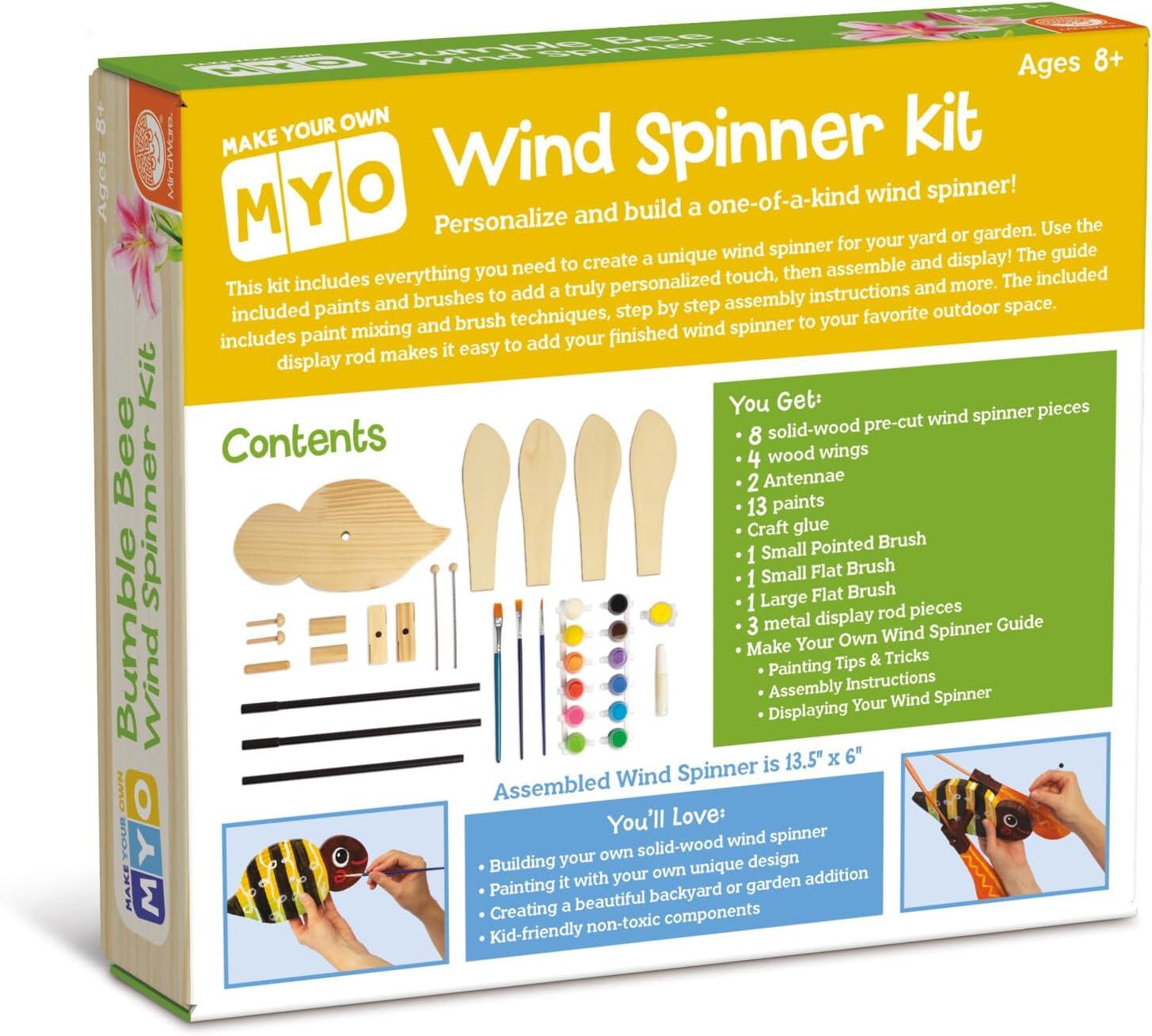 imageMindWare Make Your Own Bumble Bee Wind Spinner Wood Craft Kit Build ampamp Decorate for Ages 8 ampamp Up