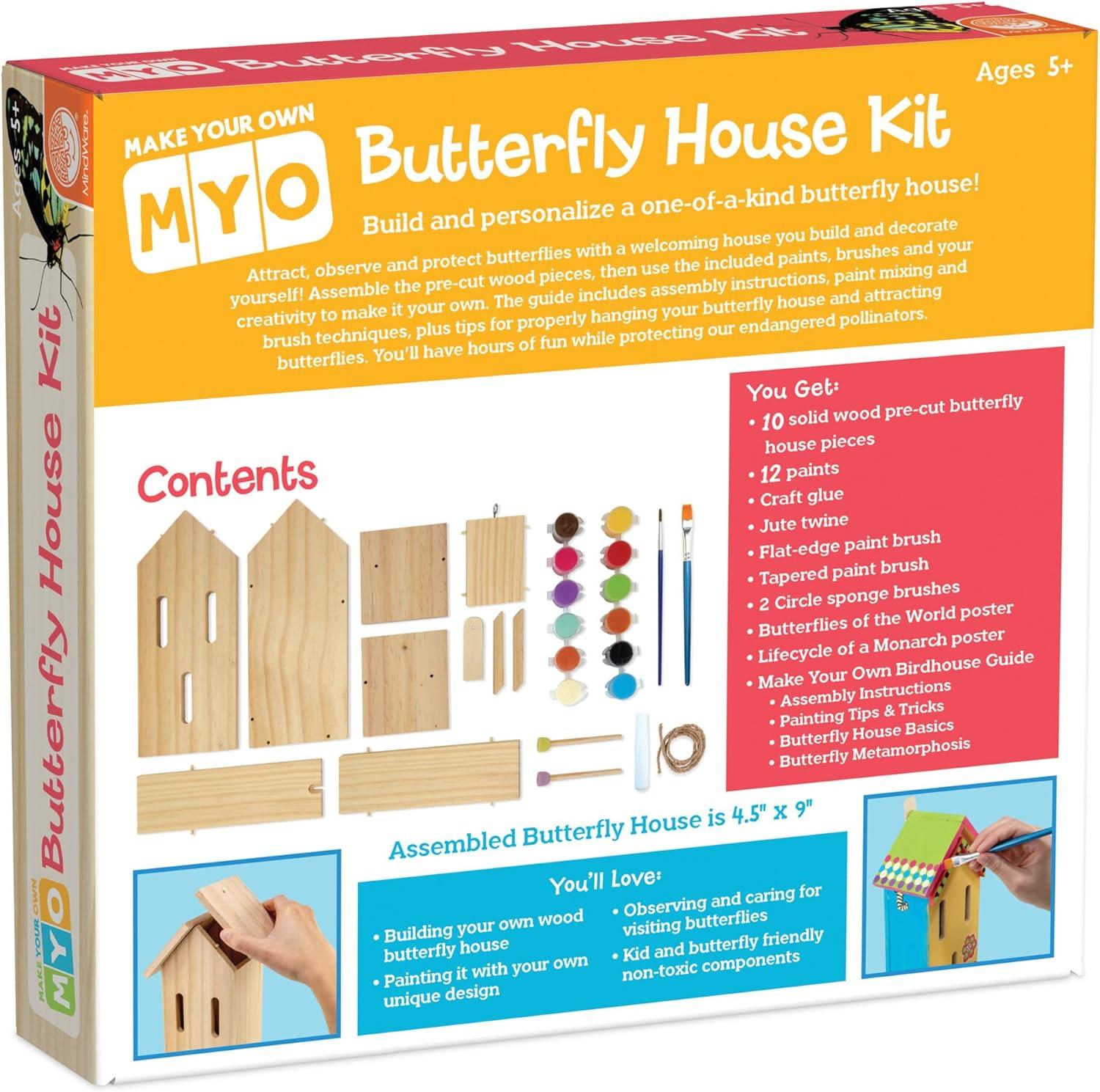 imageMindWare Make Your Own Butterfly House Kit Butterfly Craft Kit for Kids Age 5 and Up