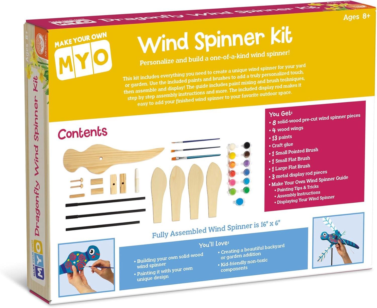 imageMindWare Make Your Own Dragonfly Wind Spinner Wood Craft Kit Build ampamp Decorate for Ages 8 ampamp Up