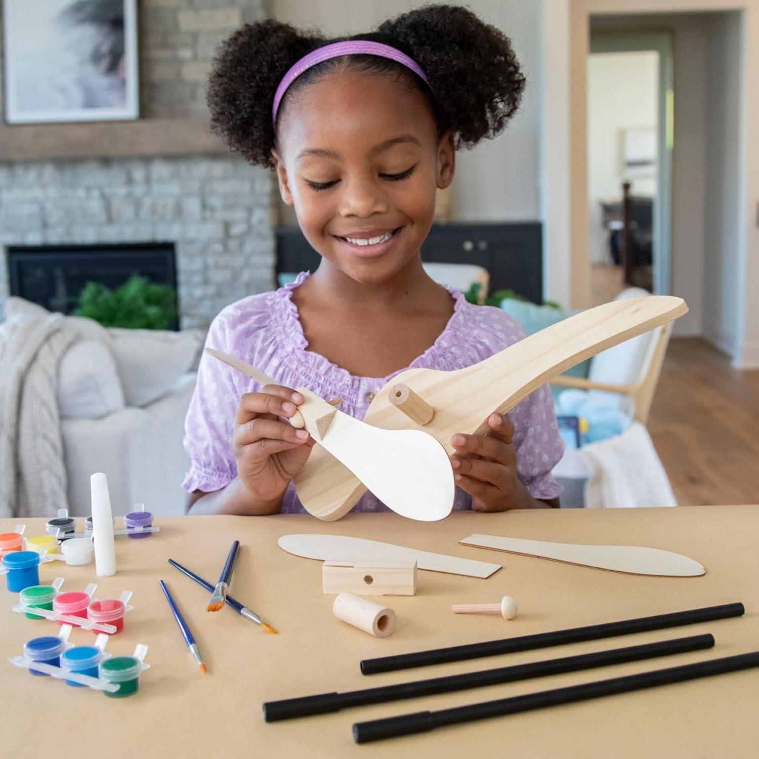 imageMindWare Make Your Own Dragonfly Wind Spinner Wood Craft Kit Build ampamp Decorate for Ages 8 ampamp Up