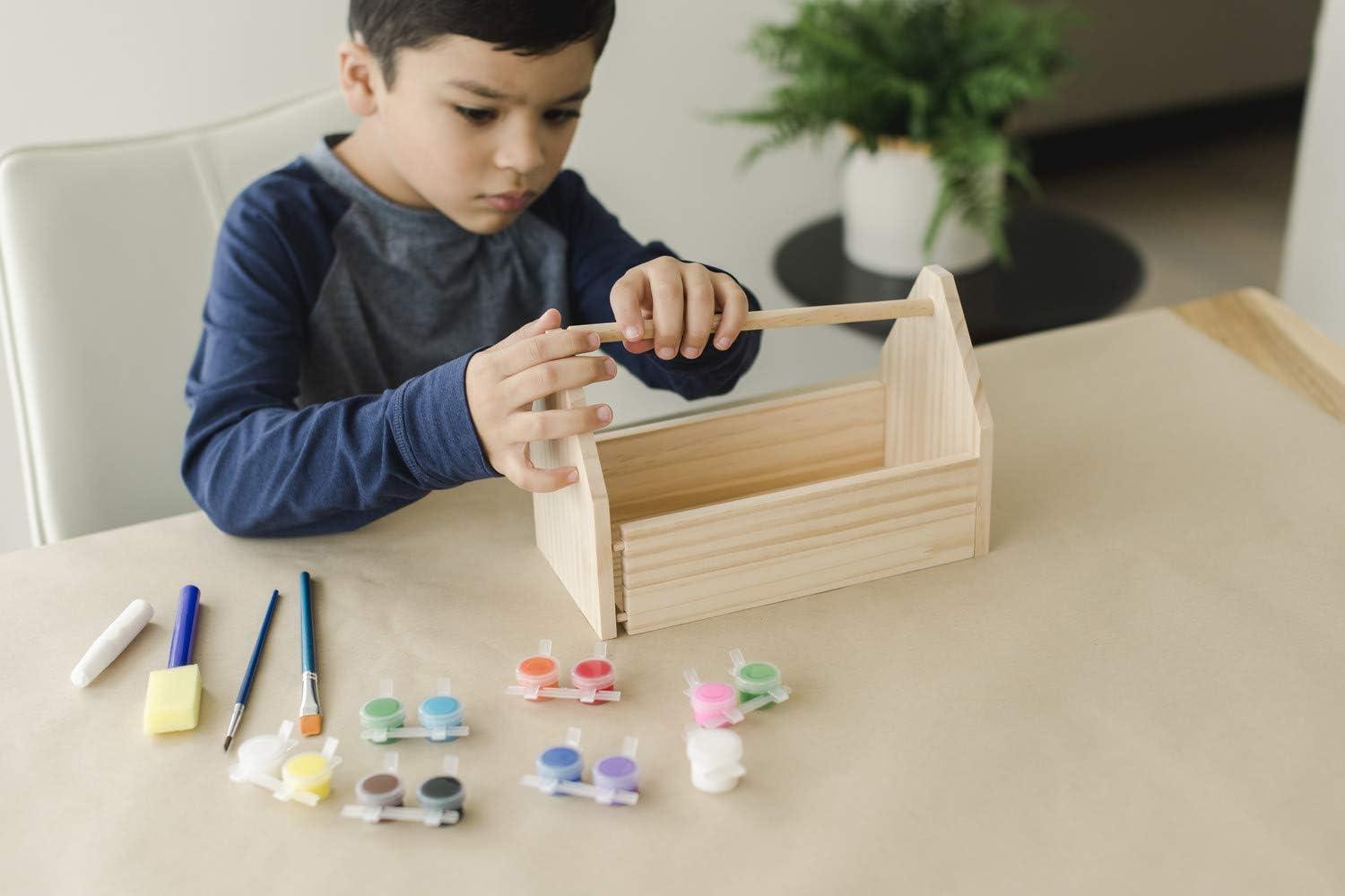 imageMindWare Make Your Own Tool Box Craft Kit Includes Wood Glue Paint and Brushes Craft Project for Kids 5 and Up