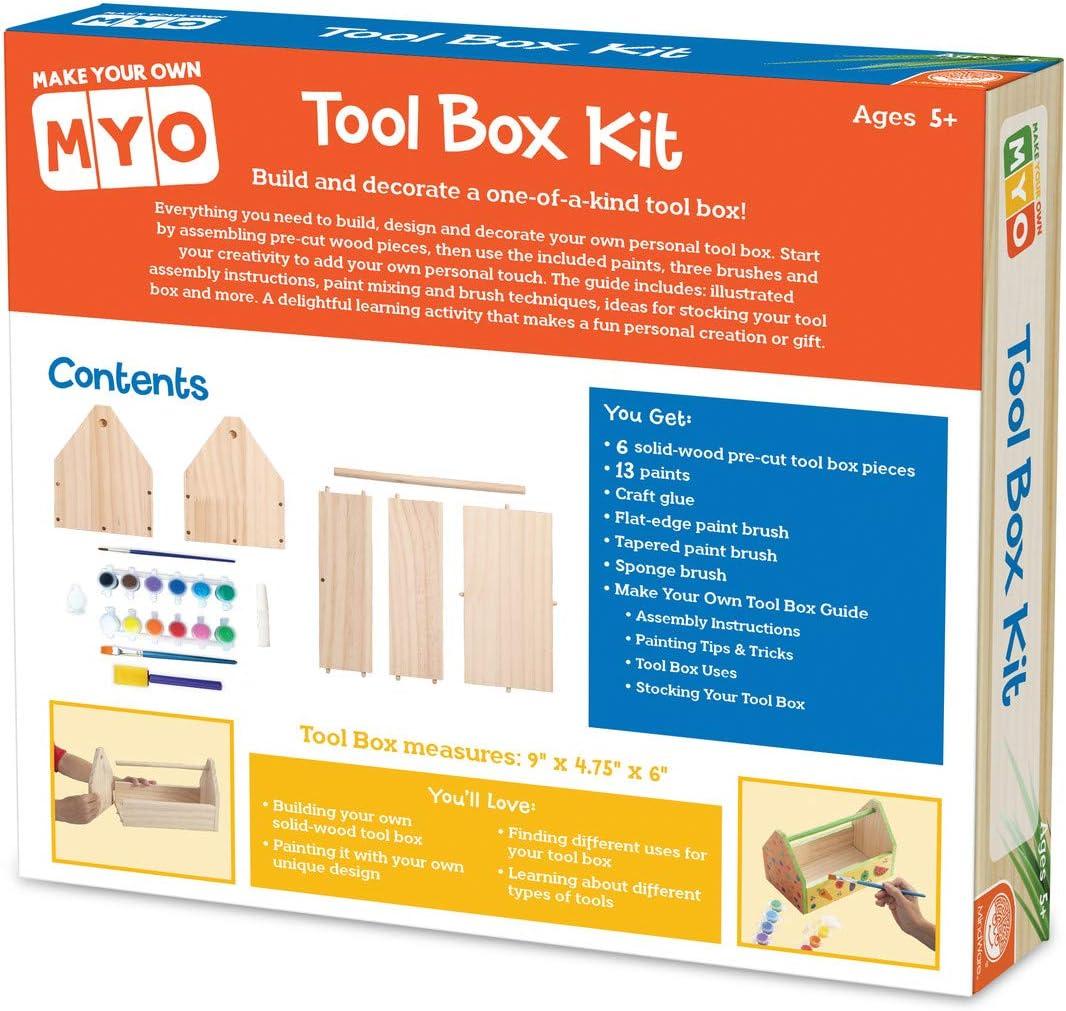 imageMindWare Make Your Own Tool Box Craft Kit Includes Wood Glue Paint and Brushes Craft Project for Kids 5 and Up