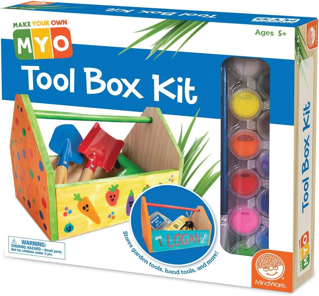 imageMindWare Make Your Own Tool Box Craft Kit Includes Wood Glue Paint and Brushes Craft Project for Kids 5 and Up