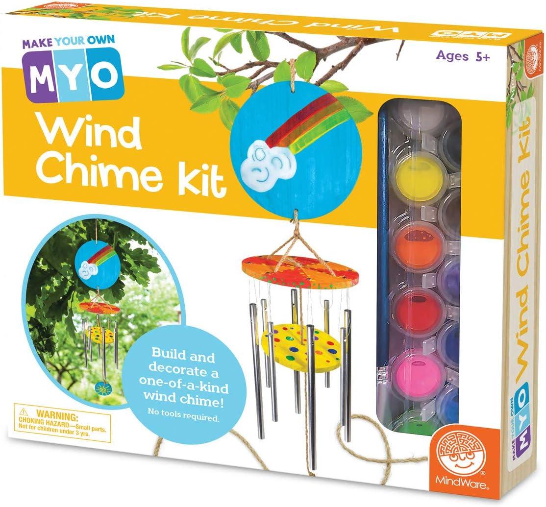 imageMindWare Make Your Own Wind Chime Craft Kit Makes 1 Wind Chime Includes 13 Paint Colors 3 Brushes and Instructions
