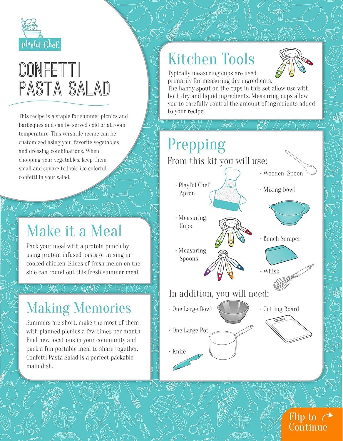 imageMindWare Playful Chef Deluxe Cooking set for kids 22 kidsized utensils with colorcoded measuring tools 5 healthy recipes ampamp apron Real cooking lessons for boys ampamp girls Ages 4 ampamp up