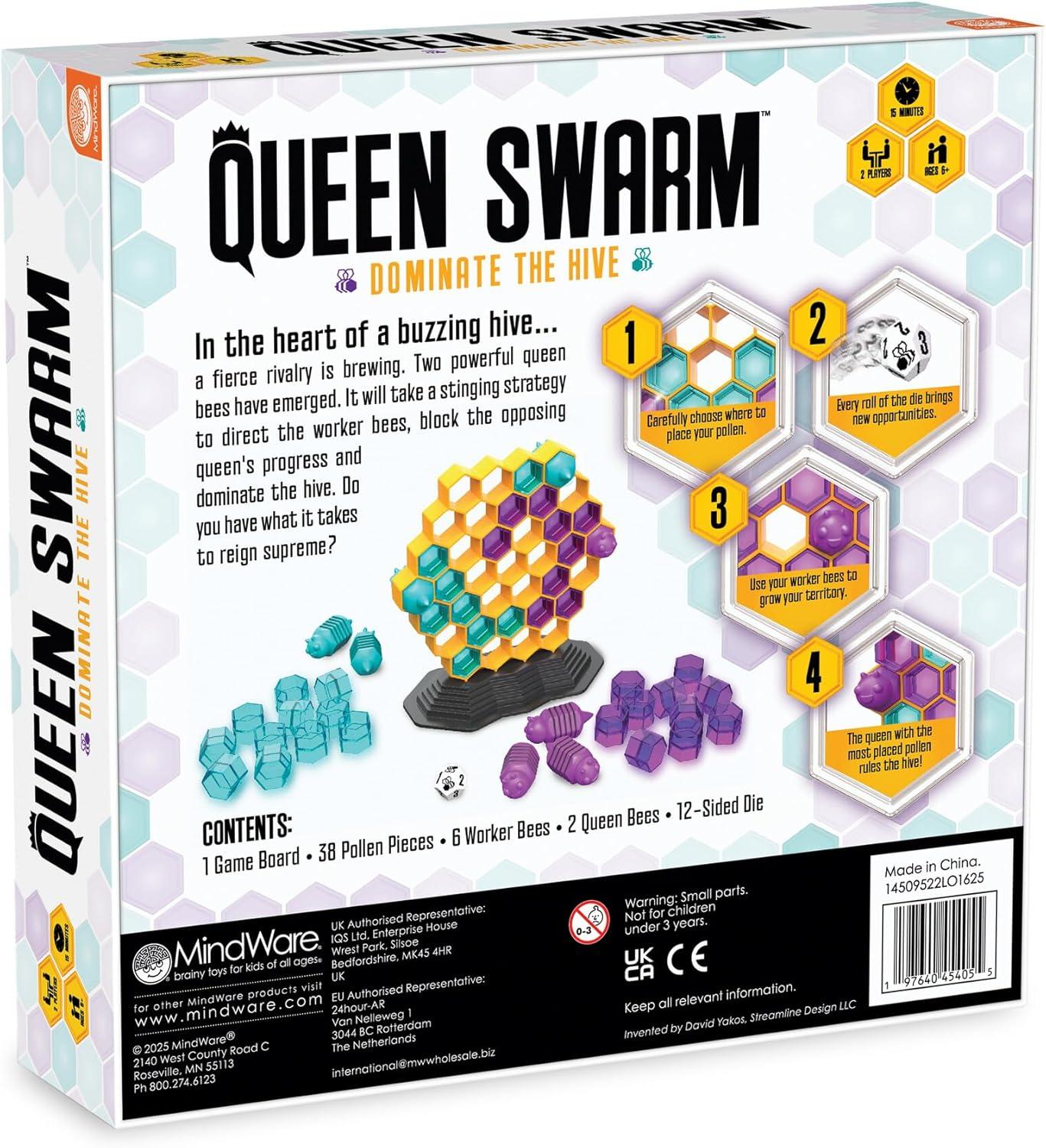 imageMindWare Queen Swarm Strategic Hive Domination Game for Kids ampamp Families DiceRolling Area Control Board Game Ages 6 2 Players