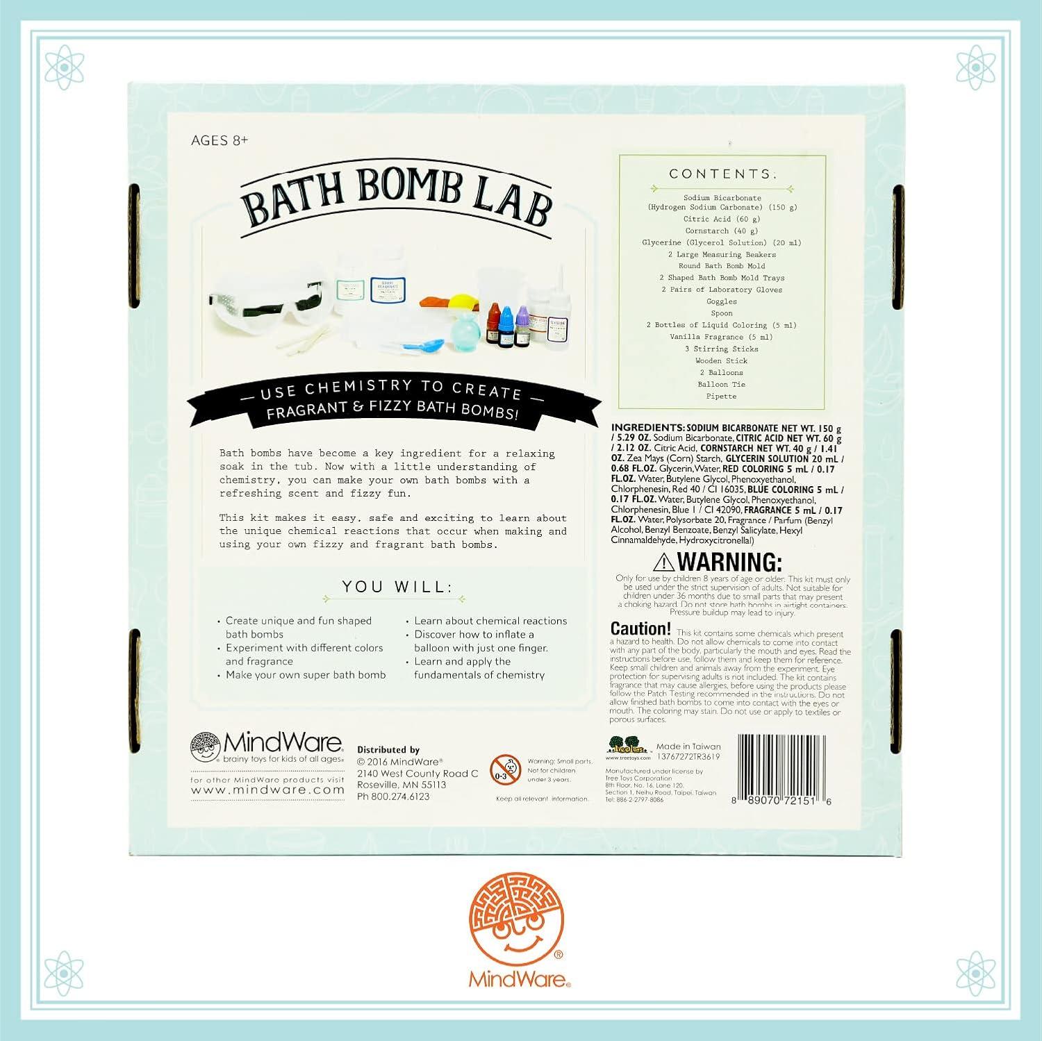 imageMindWare Science Academy Bath Bomb lab A 20pc DIY Experiment kit for Boys ampamp Girls Make 4 Bath Bomb Experiments Great Gift for Children ampamp Teenagers