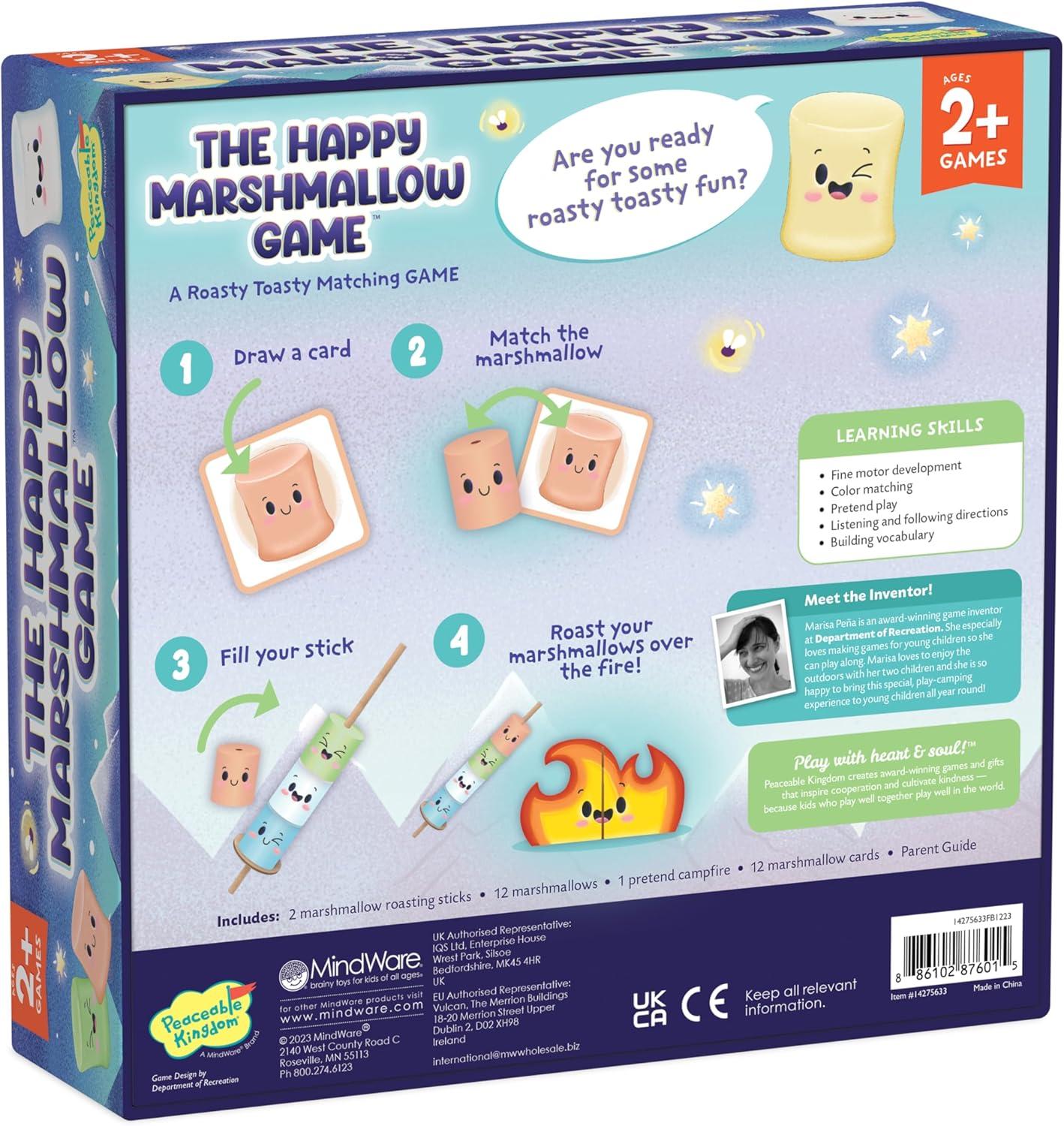 imagePeaceable Kingdom Happy Marshmallow Toddler Game Develops Fine Motor Skills and Color Matching for Kids Ages 2 and Up