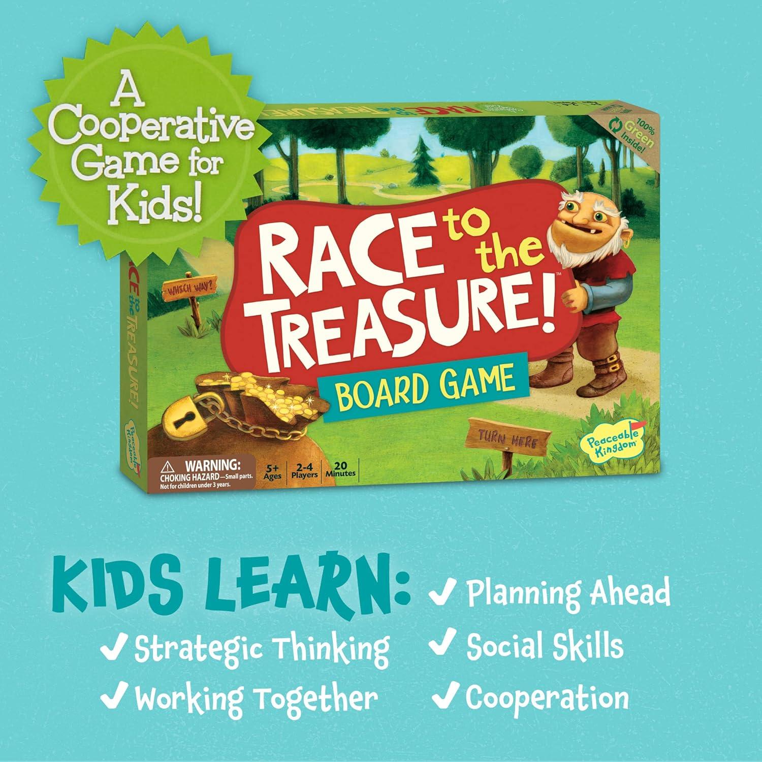 imagePeaceable Kingdom Race to the Treasure Cooperative Path Building Game for 2 to 4 Kids Ages 5