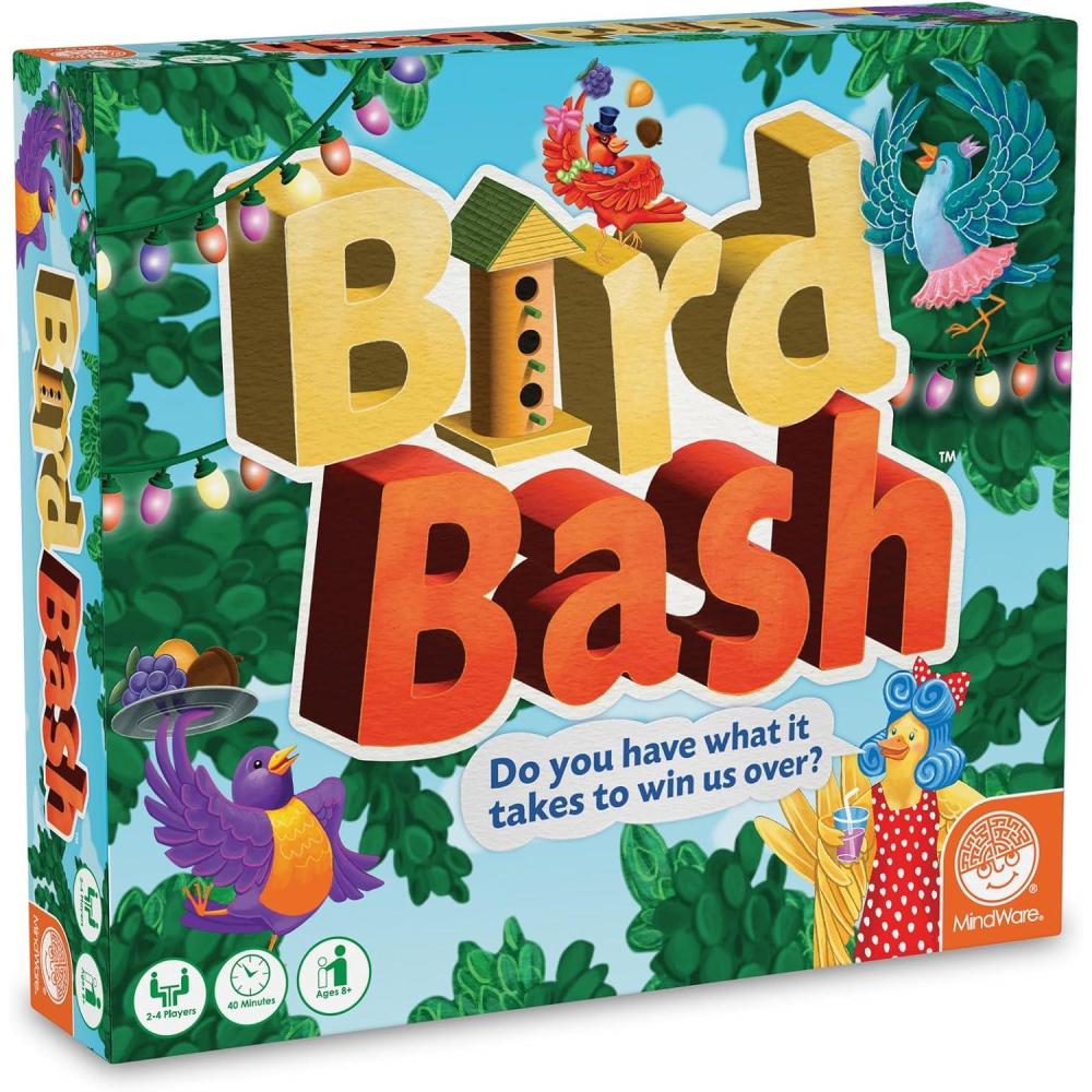 imageMindWare Bird Bash Family Board Game for 24 Players Easy to Learn and Play in 40 Minutes Earn Points with Action Cards Fun Kid Board Games for Ages 8 and Up
