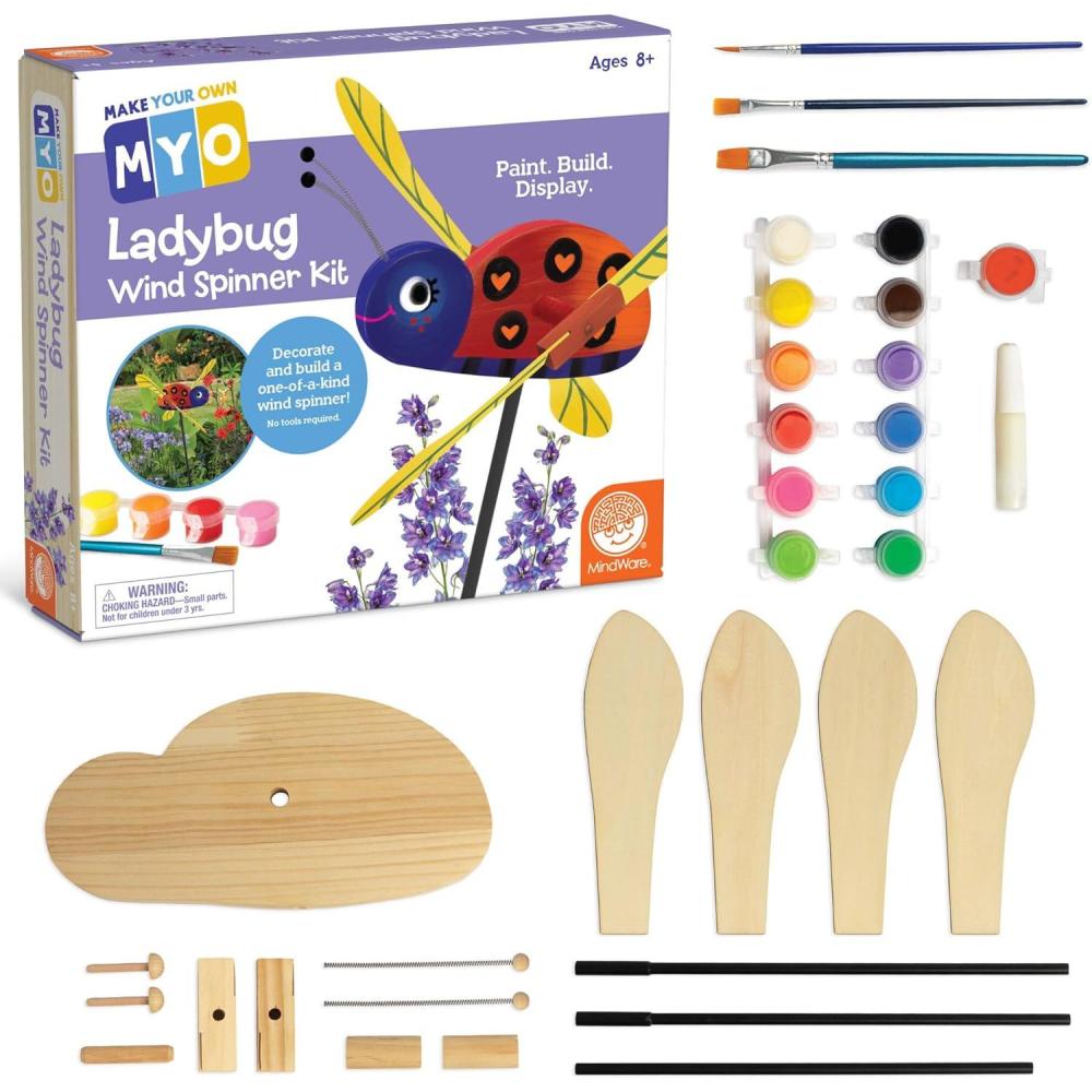 imageMindWare Make Your Own Ladybug Wind Spinner Wood Craft Kit Build ampamp Decorate for Ages 8 ampamp Up