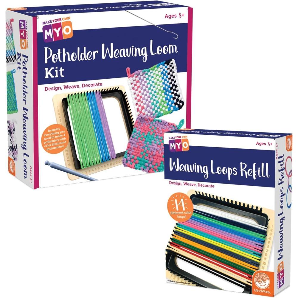 imageMindWare Make Your Own Potholder Weaving Loom Kit ampamp Loops Refill Set Ages 8 and Up
