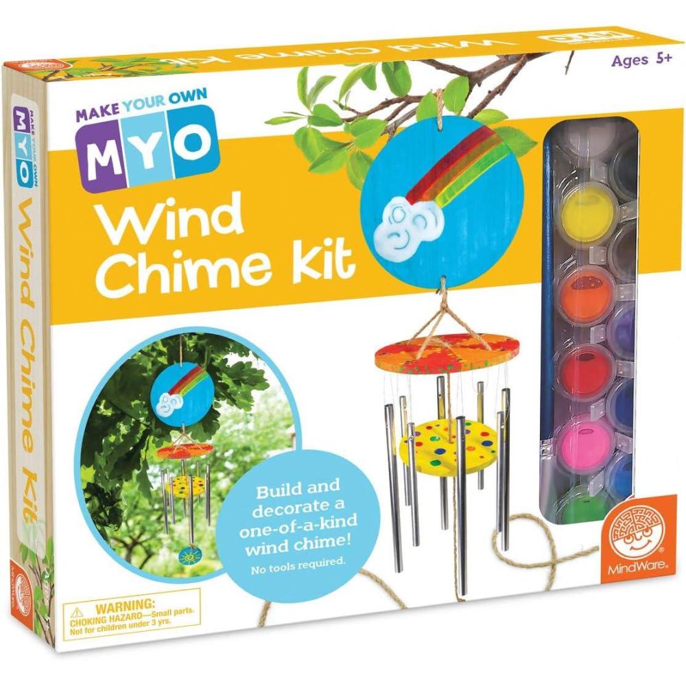 imageMindWare Make Your Own Wind Chime Craft Kit Makes 1 Wind Chime Includes 13 Paint Colors 3 Brushes and Instructions