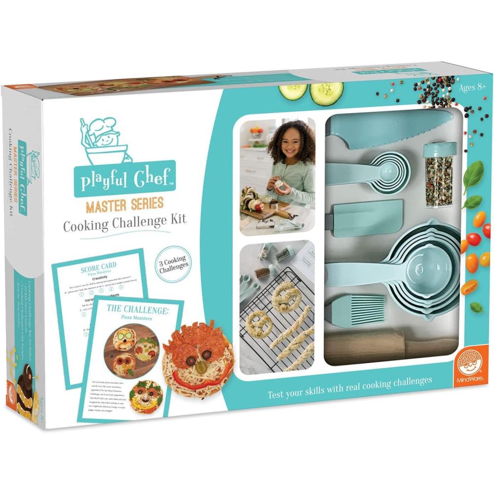 imageMindWare Playful Chef Master Series Cooking Kit Safe Creative Challenges for Kids to Explore Cooking Skills Includes 22 Kitchen Tools and 3 Recipes Ages 8