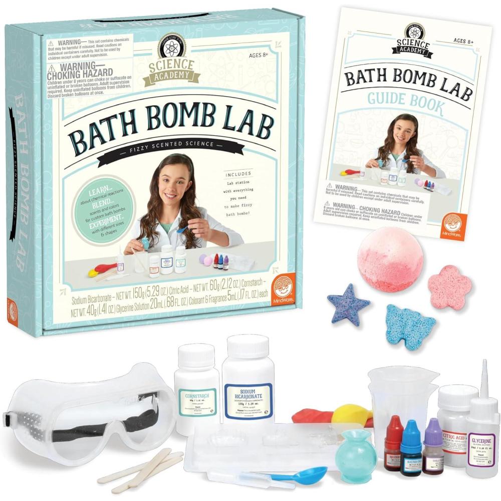 imageMindWare Science Academy Bath Bomb lab A 20pc DIY Experiment kit for Boys ampamp Girls Make 4 Bath Bomb Experiments Great Gift for Children ampamp Teenagers