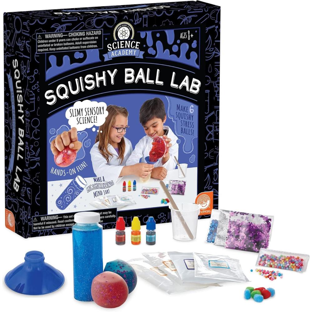 imageMindWare Science Academy Squishy Ball lab Kids ampamp Teens Make 3 Squishy Ball Stress Toys with Our 35pc Set Wild ampamp Weird Experiments for Boys ampamp Girls Great Educational Gift