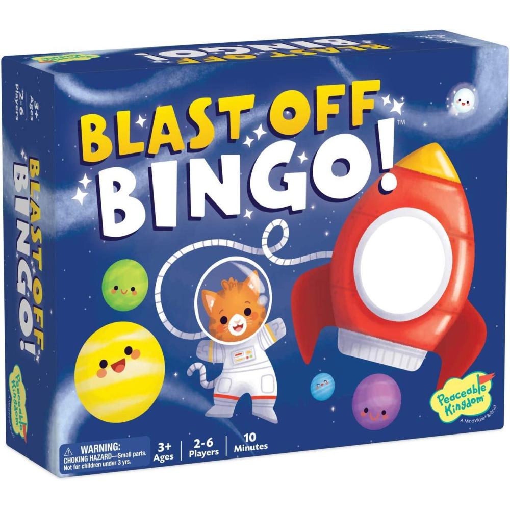 imagePeaceable Kingdom BlastOff Bingo Independent Bingo Game for Kids Great for Single Players ampamp Groups 6 DoubleSided Playing Boards Ages 3 ampamp up