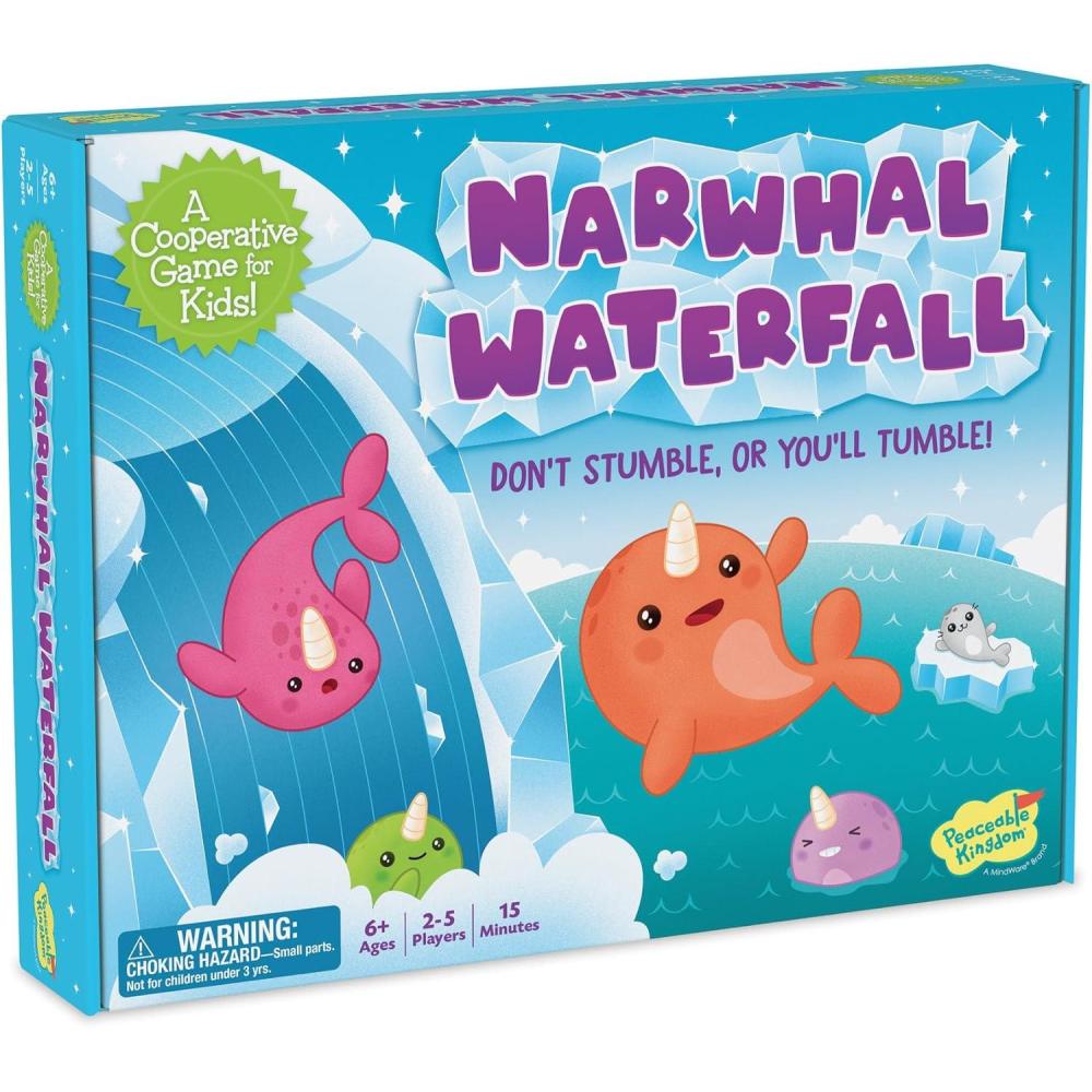 imagePeaceable Kingdom Narwhal Waterfall Cooperative Game  Fun Games for Kids Ages 6 and Up  FastPaced Kid Board Games  Includes Moving Gameboard for Extra Excitement